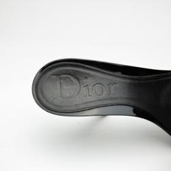 Pre Owned Christian Dior Black Leather High Heel Slides Size 38.5