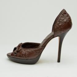 Pre Owned Christian Dior Brown D'Orsay Open Toe Pumps Size 37