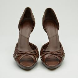 Pre Owned Christian Dior Brown D'Orsay Open Toe Pumps Size 37