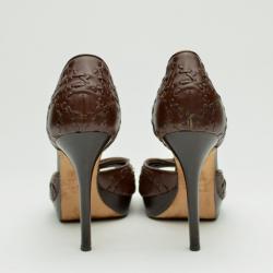 Pre Owned Christian Dior Brown D'Orsay Open Toe Pumps Size 37