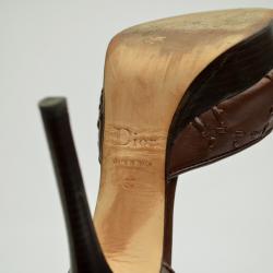 Pre Owned Christian Dior Brown D'Orsay Open Toe Pumps Size 37