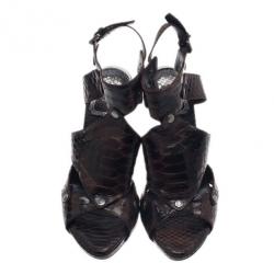 Pre Owned صندل ديور إكستريم كت أوت جلد نقشة الثعبان مقاس 36