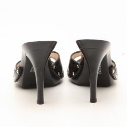 Pre Owned Dior Black Leather Cannage Slides Size 39