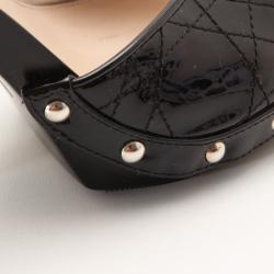 Pre Owned Dior Black Leather Cannage Slides Size 39