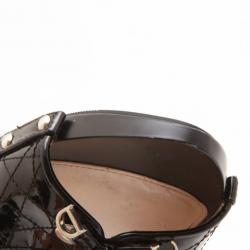 Pre Owned Dior Black Leather Cannage Slides Size 39