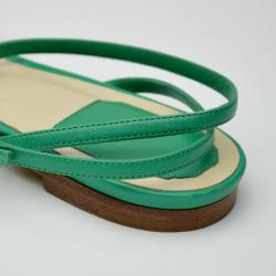 Pre Owned Dior Green Leather Flat Sandals Size 38.5
