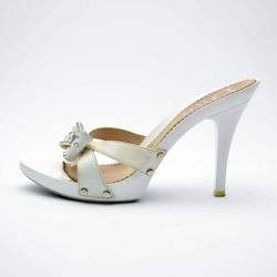 Pre Owned Dior White Bow Detail Sandals Size 38