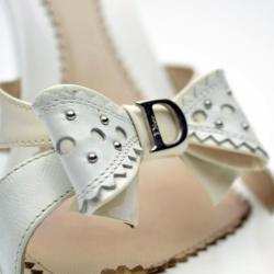Pre Owned Dior White Bow Detail Sandals Size 38