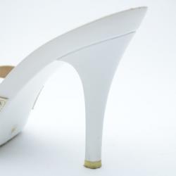Pre Owned Dior White Bow Detail Sandals Size 38