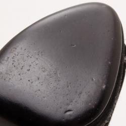 Pre Owned Dior 'Celeste' Black Glitter and Suede T-Strap Sandals Size 38