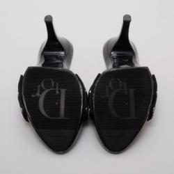 مملوكة مسبقًا Dior Black Embroidered Slides Size 38