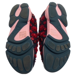 مملوكة مسبقًا Dior Blue Mesh Fusion Floral Embellished Slip On Sneakers Size 39