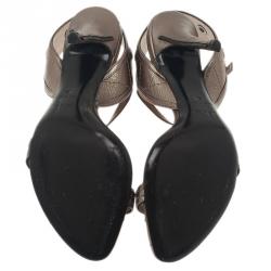 Pre Owned Dior Grey Leather Open Toe Ankle Strap Sandals Size 40
