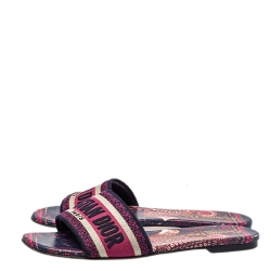 مملوكة مسبقًا Dior Multicolor Canvas Dway Slide Sandals Size 39.5