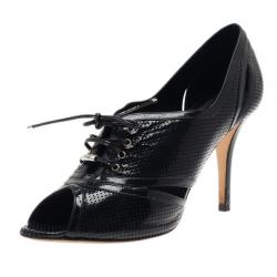 Pre Owned Dior Black Leather Oxford Pumps Size 39.5