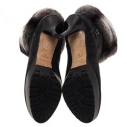 Pre Owned Dior Black Suede and Fur Ankle Boots Size 40