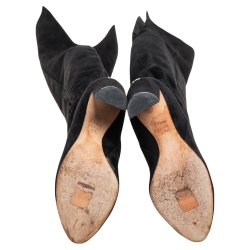 مملوكة مسبقًا Dior Black Suede Knee Length Boots Size 37.5