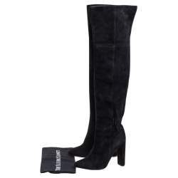مملوكة مسبقًا Dior Black Suede Knee Length Boots Size 37.5