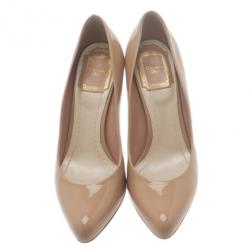 Pre Owned حذاء كعب عالي ديور ميس ديور جلد لامع نود مقاس 36