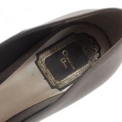 Pre Owned Dior Grey Knotted Satin Peep Toe Pumps Size 39