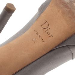 Pre Owned Dior Grey Knotted Satin Peep Toe Pumps Size 39