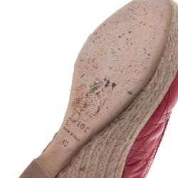 Pre Owned Dior Coral Patent Cannage Espadrille Wedge Sandals Size 40