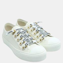 Pre Owned Dior White Ivory Leather Walk'n Dior Sneakers Size EU 36
