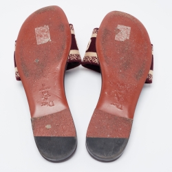 Pre Owned Dior Brown Canvas Dway Flat Slides Size 38