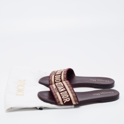 Pre Owned Dior Brown Canvas Dway Flat Slides Size 38