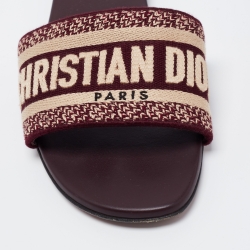 Pre Owned Dior Brown Canvas Dway Flat Slides Size 38