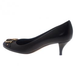 مملوكة مسبقًا حذاء كعب عالي ديور بالشعار  جلد أسود مقاس 36.5