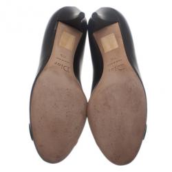 مملوكة مسبقًا حذاء كعب عالي ديور بالشعار  جلد أسود مقاس 36.5