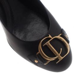 مملوكة مسبقًا حذاء كعب عالي ديور بالشعار  جلد أسود مقاس 36.5