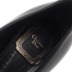 مملوكة مسبقًا حذاء كعب عالي ديور بالشعار  جلد أسود مقاس 36.5