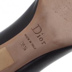 مملوكة مسبقًا حذاء كعب عالي ديور بالشعار  جلد أسود مقاس 36.5