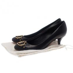 مملوكة مسبقًا حذاء كعب عالي ديور بالشعار  جلد أسود مقاس 36.5