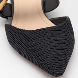 Pre Owned Dior Black Fabric and Leather D Dior Flat Mules Size 38