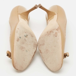 Pre Owned Dior Beige Leather Bow Pumps Size 40