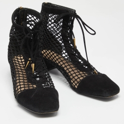 Dior Black Suede and Mesh Naughtily-D Mesh Ankle Boots Size 40