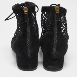 Dior Black Suede and Mesh Naughtily-D Mesh Ankle Boots Size 40