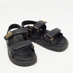 Pre Owned Dior Black Leather DiorAct Sandals Size 37