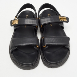 Pre Owned Dior Black Leather DiorAct Sandals Size 37