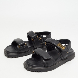 Pre Owned Dior Black Leather DiorAct Sandals Size 37