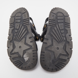 Pre Owned Dior Black Leather Buckle DiorAct Sandals Size 37.5