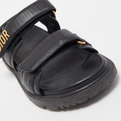 Pre Owned Dior Black Leather Buckle DiorAct Sandals Size 37.5
