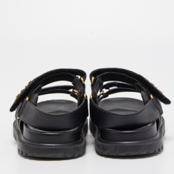 Pre Owned Dior Black Leather Buckle DiorAct Sandals Size 37.5