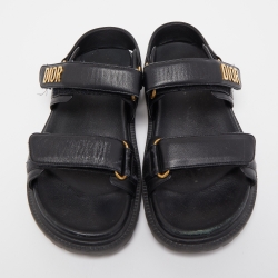 Pre Owned Dior Black Leather Buckle DiorAct Sandals Size 37.5