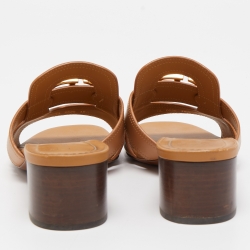 Dior Brown Leather 30 Montaigne Slides Size 38.5