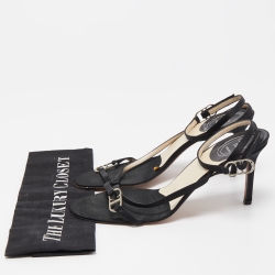 Dior Black Satin CD Ankle Wrap Sandals Size 40.5