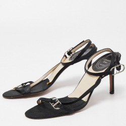 Dior Black Satin CD Ankle Wrap Sandals Size 40.5